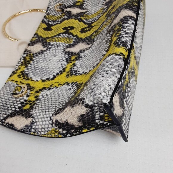 Ted Baker Large Clutch Wristlet Python Snake Leather Green Black Grey - Picture 4 of 13